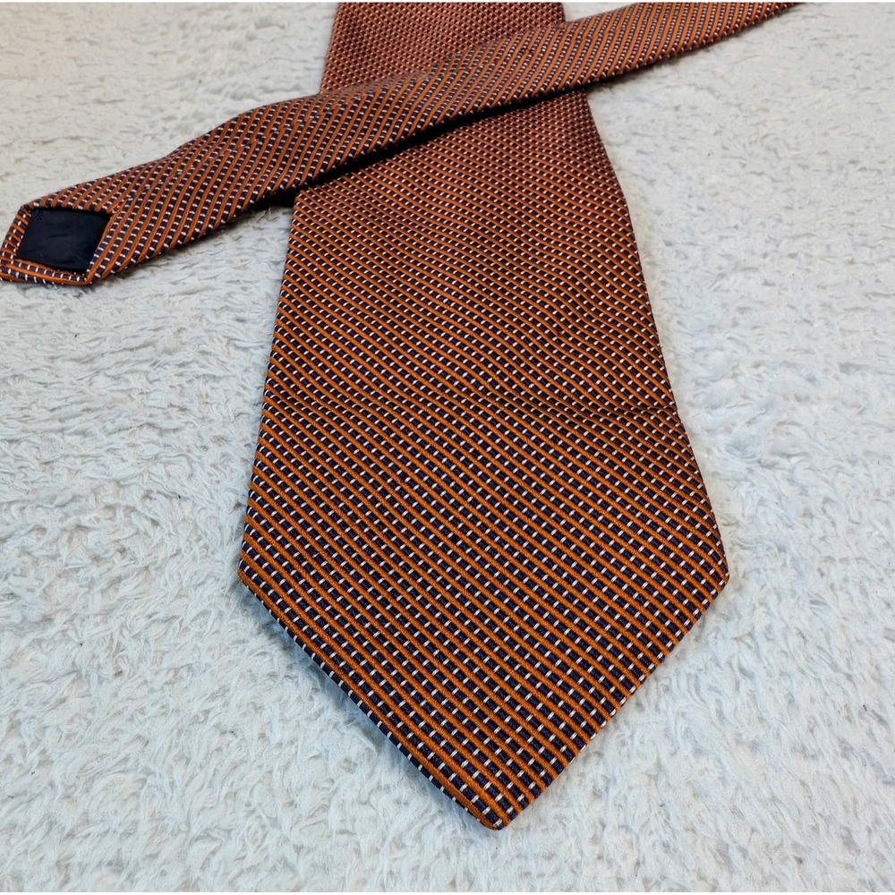 Vintage EUC Brooks Basics Silk Striped Men's USA Blue Label Men's Necktie Orange